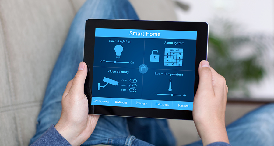 The ability to access and control security components from a mobile device is one of the top smart home trends in Rockford. Close-up of smart home security app.